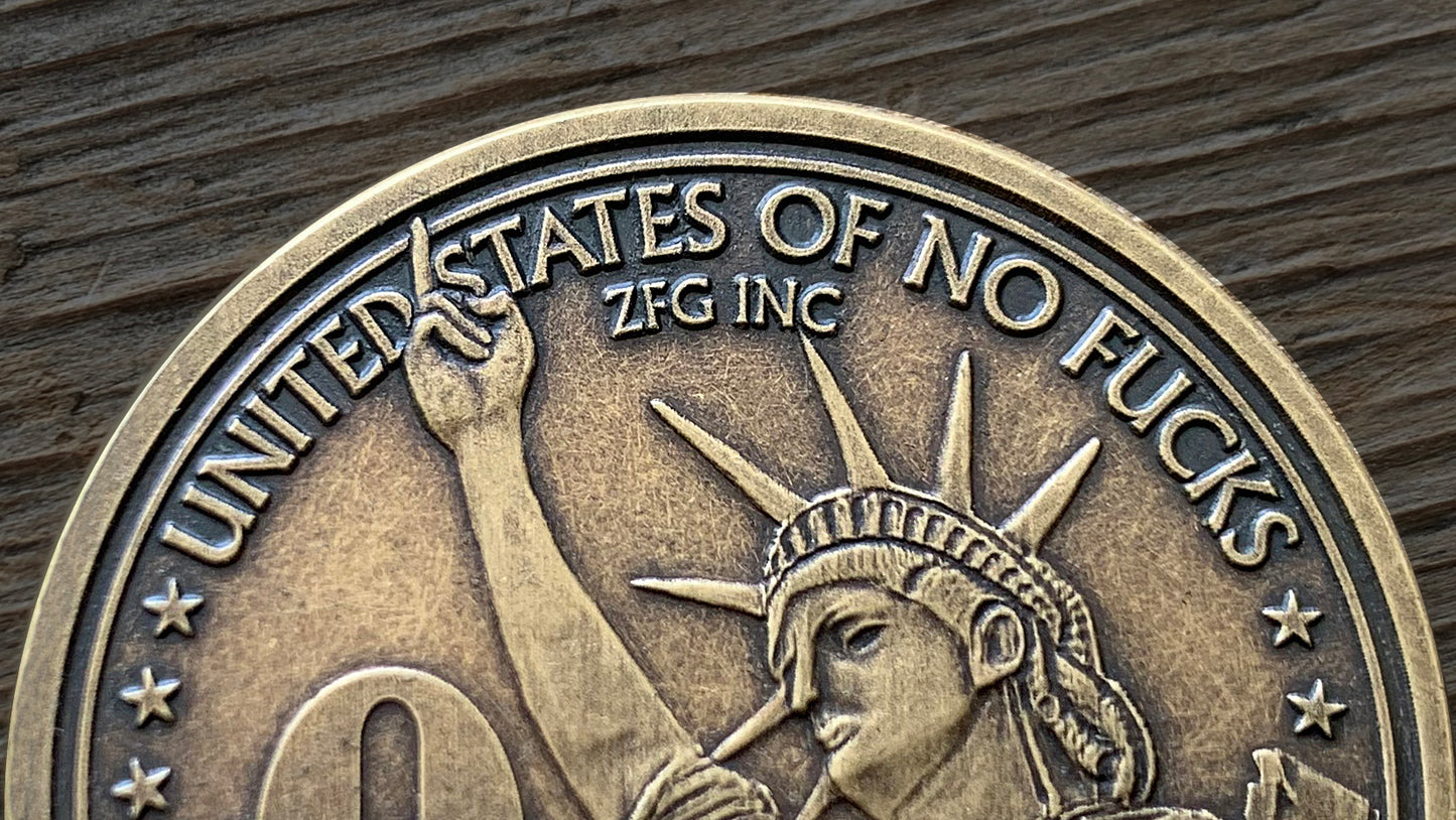 Statue of Liberty One Fuck/Zero Fucks Decision Maker Coins