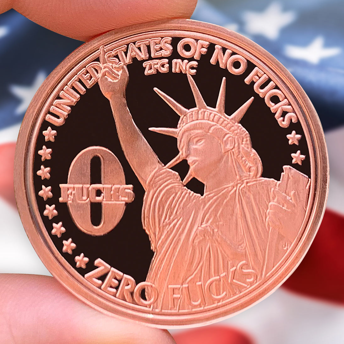 Statue of Liberty One Fuck/Zero Fucks Decision Maker Coins