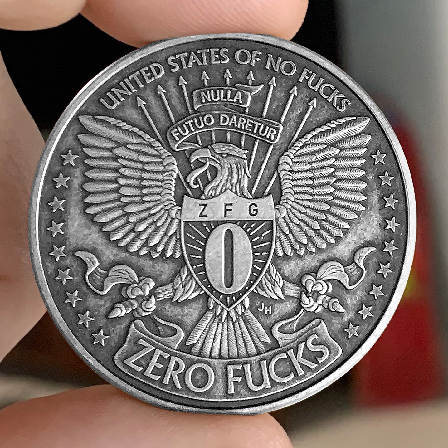 "Antiqued Silver" One Fuck/Zero Fucks Decision Maker Coin