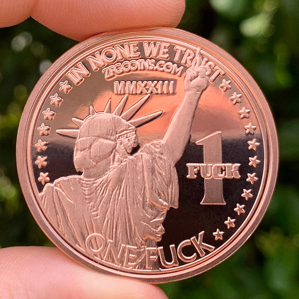 Statue of Liberty One Fuck/Zero Fucks Decision Maker Coins