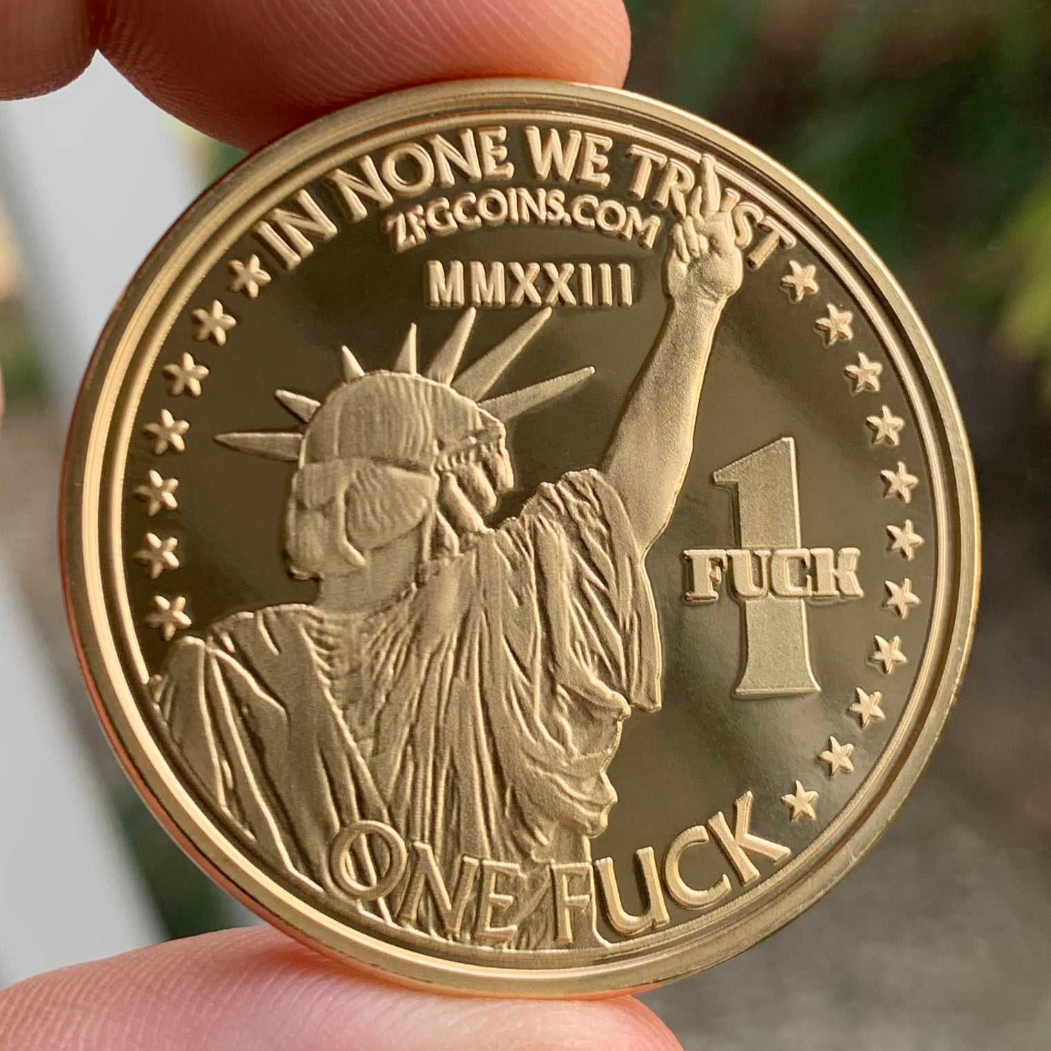 Statue of Liberty One Fuck/Zero Fucks Decision Maker Coins