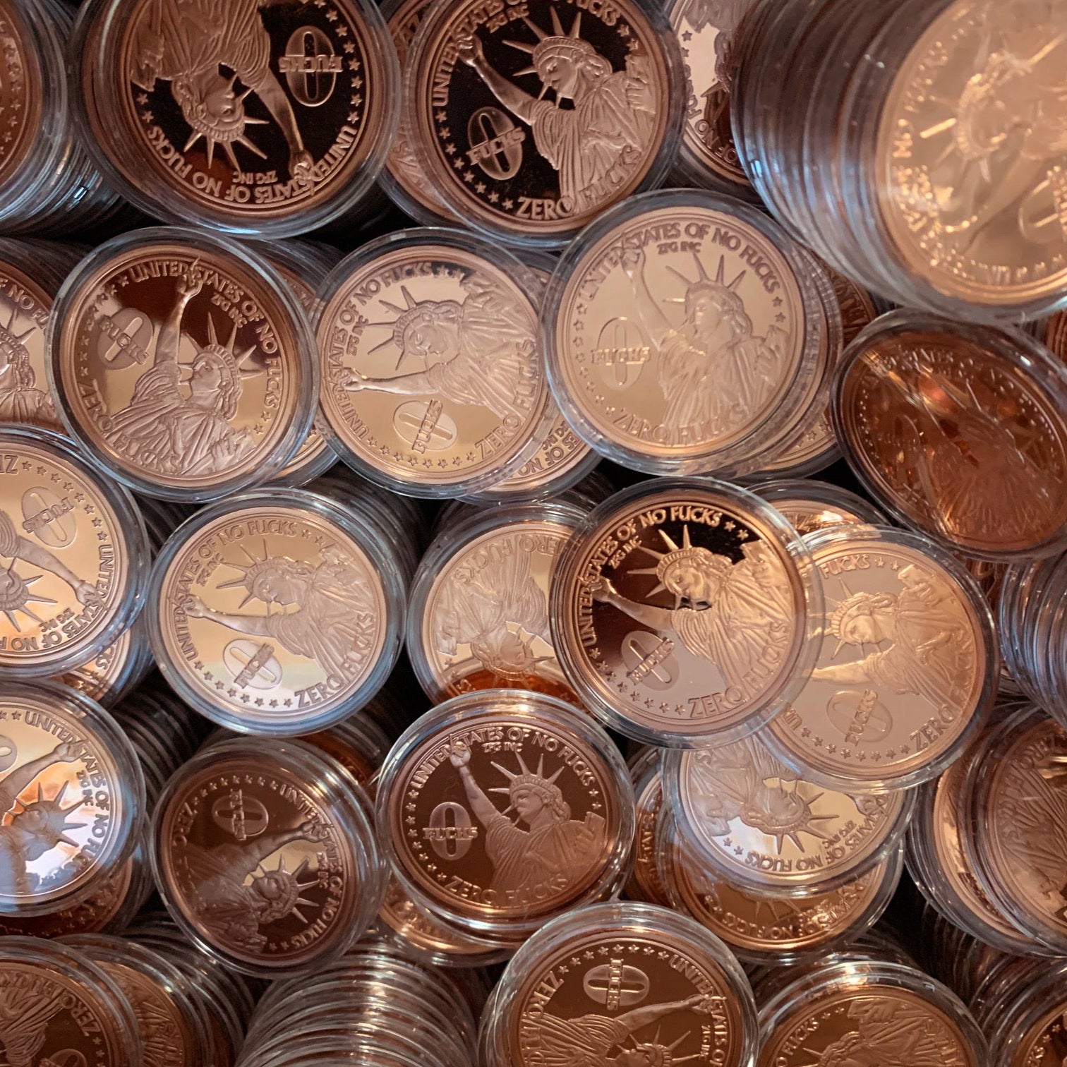 Statue of Liberty One Fuck/Zero Fucks Decision Maker Coins