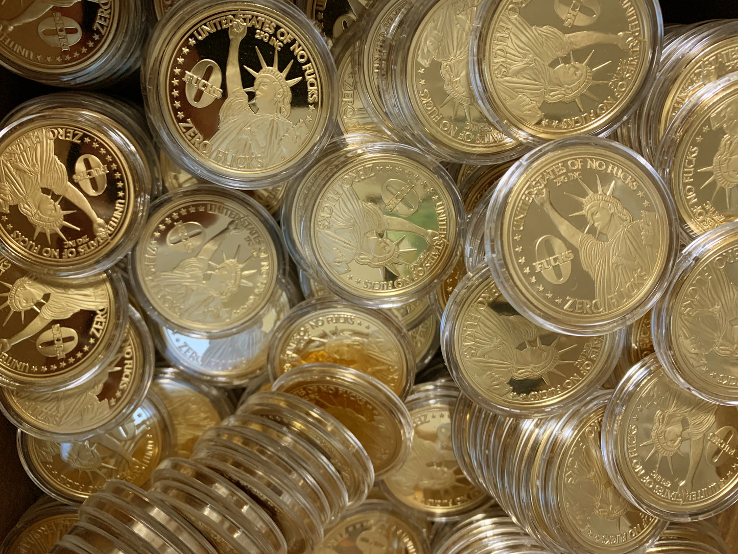 Statue of Liberty One Fuck/Zero Fucks Decision Maker Coins
