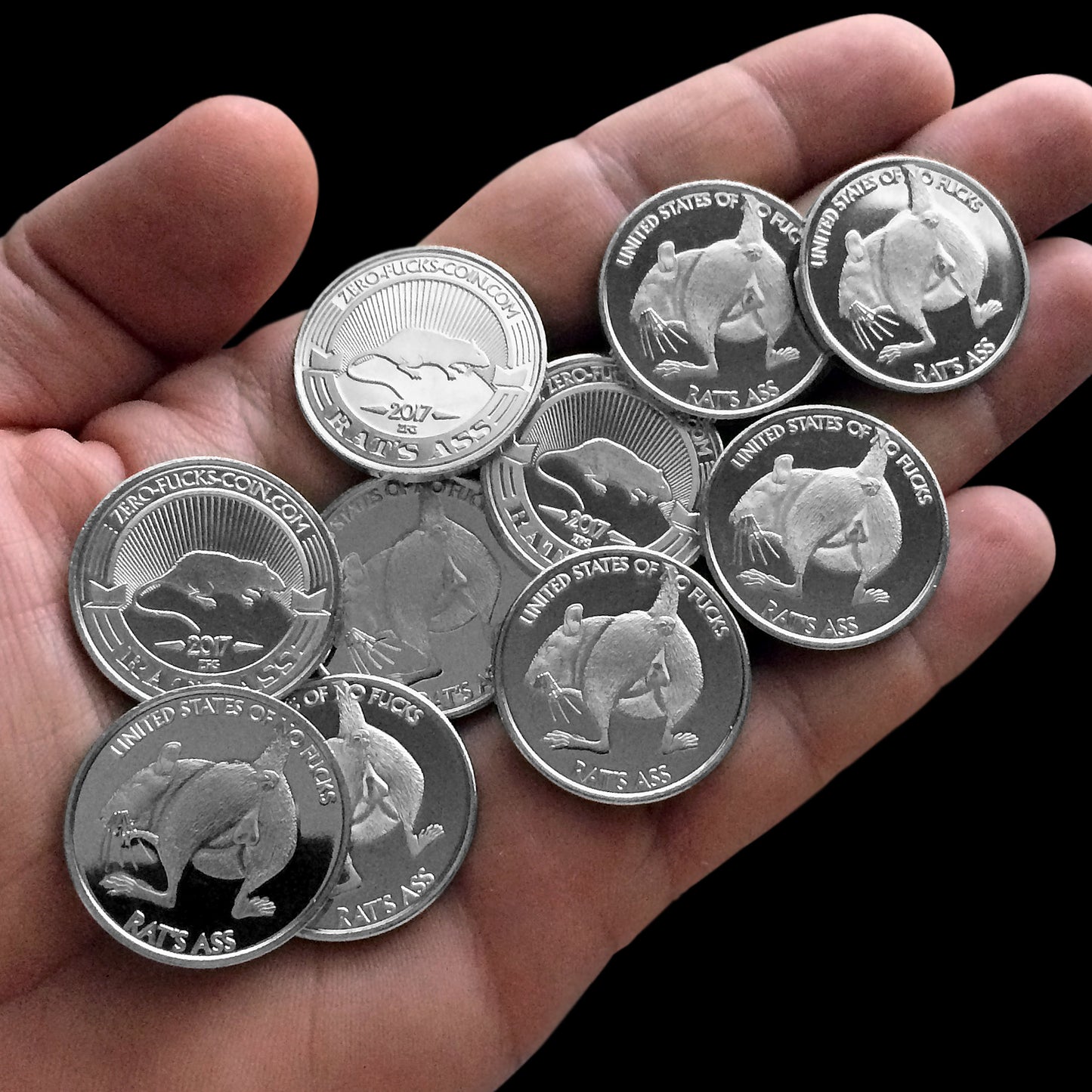 10 Coins in hand - Give a rat's ass!