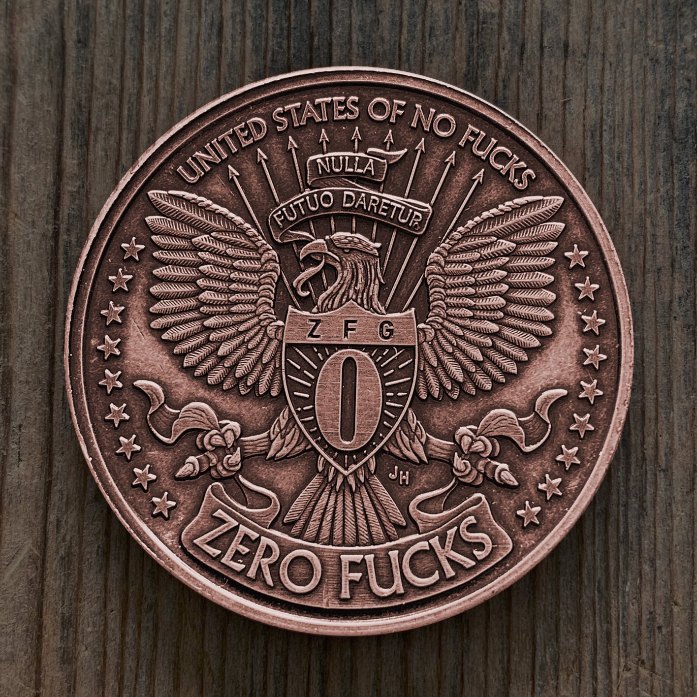 "Antiqued Copper" One Fuck/Zero Fucks Decision Maker Coin