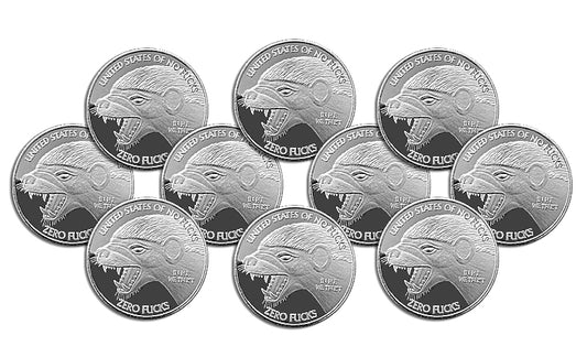 Honey Badger Coins, HB Coin, in HB we Trust, Zero Fucks Coin, zfg coin, honey badger zero fucks coin, no fucks coin, 0 fucks coin, zerofuckscoin.com, honey badger gives zero fucks, 0 fucks, fuck coin, silver honey badger challenge coin, collector coin