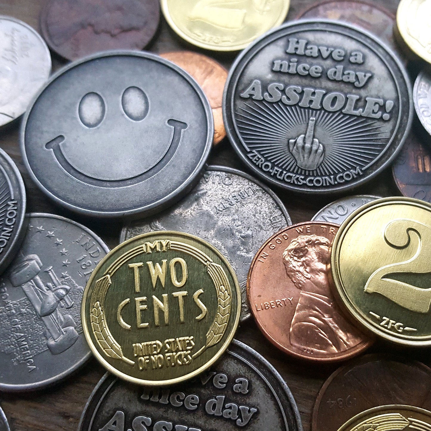 give your two cents, 2 cents coins, zero fucks coins size compare