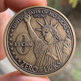 Statue of Liberty One Fuck/Zero Fucks Decision Maker Coins