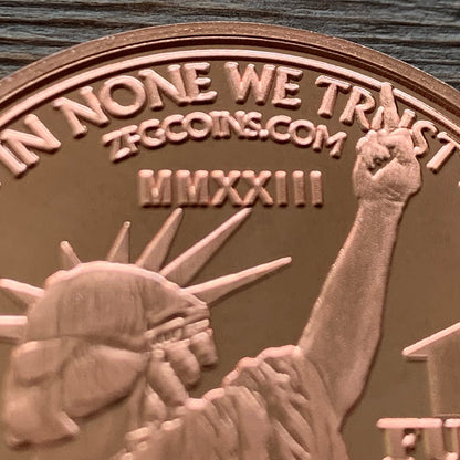 Statue of Liberty One Fuck/Zero Fucks Decision Maker Coins