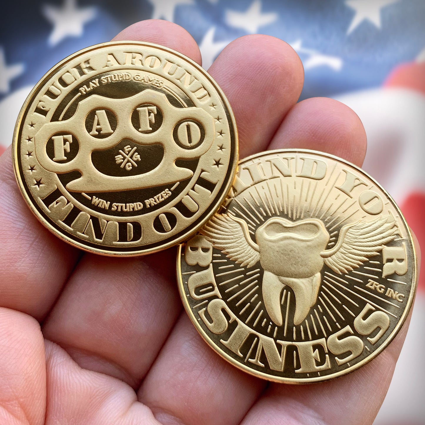 "F.A.F.O." Fuck Around & Find Out Coin (Gold)