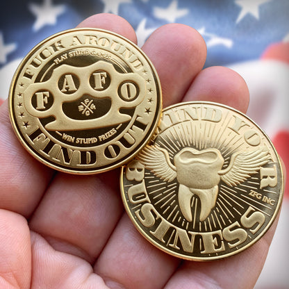 "F.A.F.O." Fuck Around & Find Out Coin (Gold)