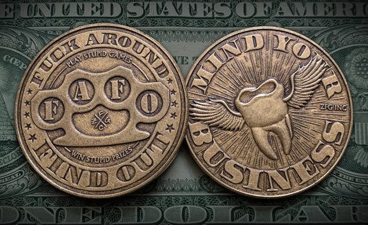 FAFO Coins Front and Back on dollar bill