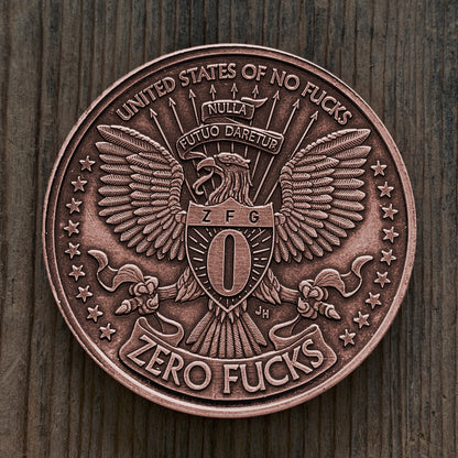 "Antiqued Copper" One Fuck/Zero Fucks Decision Maker Coin