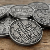 GFY Go Fuck Yourself Coins close up