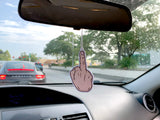 flipping the bird air freshener - middle finger - in car