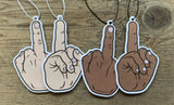 Middle Finger Air Fresheners - black and white