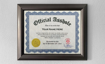 Official Asshole Certificate