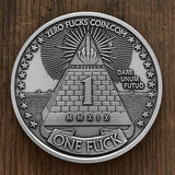 1 Fuck/0 Fucks Decision Maker coin - Pyramid Coin, Middle Finger Coin - Silver