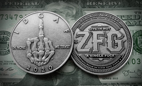 Skeleton Middle Finger - IDGAF Coins - Silver