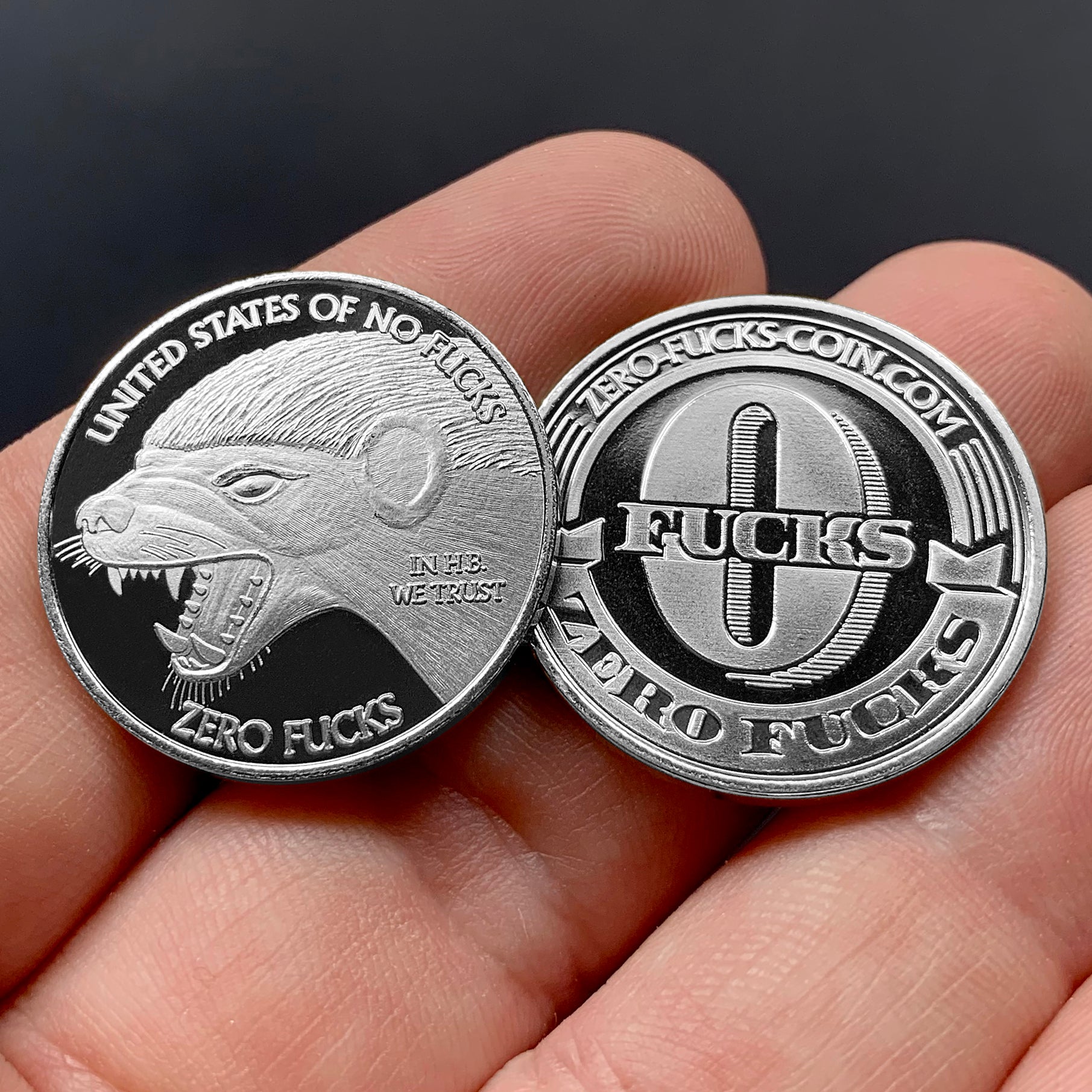 zero fucks honey badger coin, give zero fucks, 0 fuck, HB coins