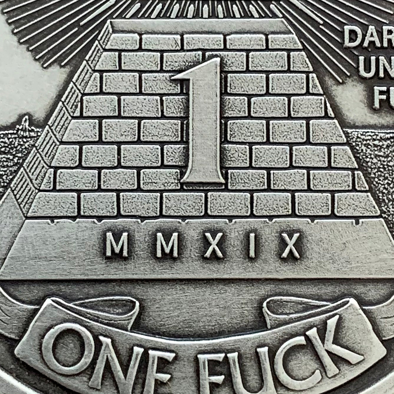 "Antiqued Silver" One Fuck/Zero Fucks Decision Maker Coin