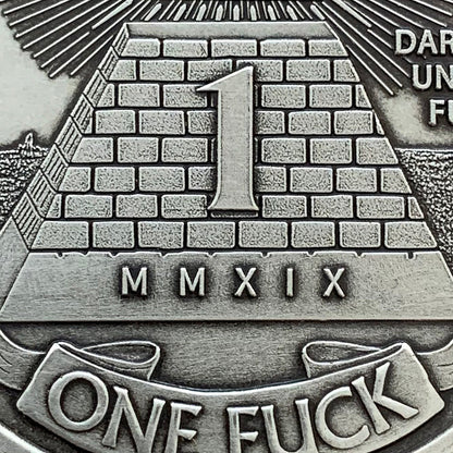 "Antiqued Silver" One Fuck/Zero Fucks Decision Maker Coin